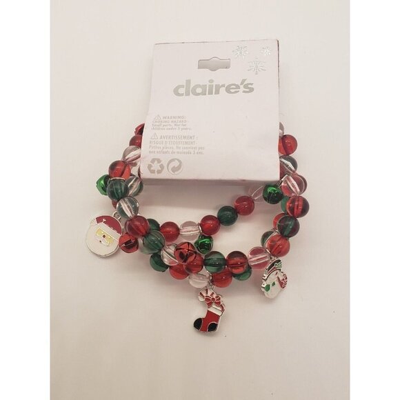 Claires Christmas Beaded Charm Bracelets Set Of 3 - Picture 1 of 1